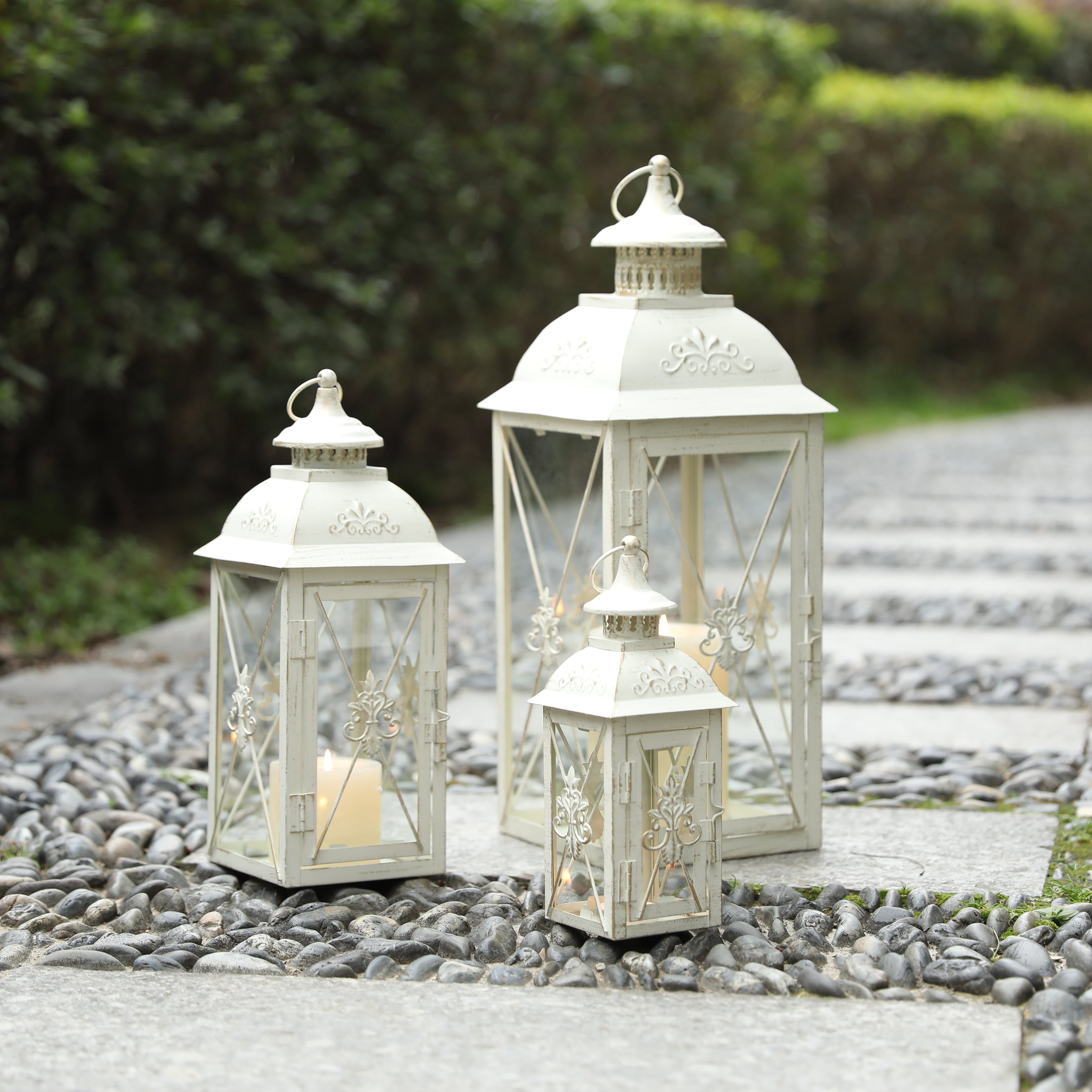 19'' & 13.5'' & 9.5''H Vintage Metal Candle Holder Decorative Hanging Lantern (Set of 3)-4