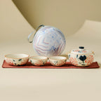 Portable Travel Tea Set – Yanmian White Porcelain Gold Rose Ruyi Series-0