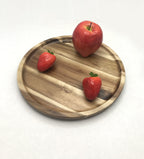Zavis Green Acacia Wood Round Stackable Plate / Platter 10" | Dishwasher Safe