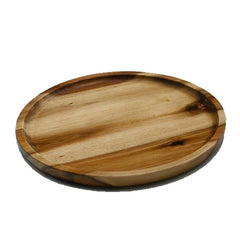 Zavis Green Acacia Wood Round Stackable Plate / Platter 10" | Dishwasher Safe