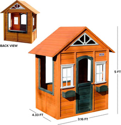 Wooden Playhouse With Open Design And Flower Pot Holders-4