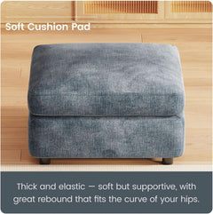 Blue Grey Upholstered Storage Ottoman For Sectional-4