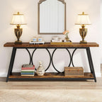 70.9 Inch Rustic Brown Industrial Grade Console Table-2