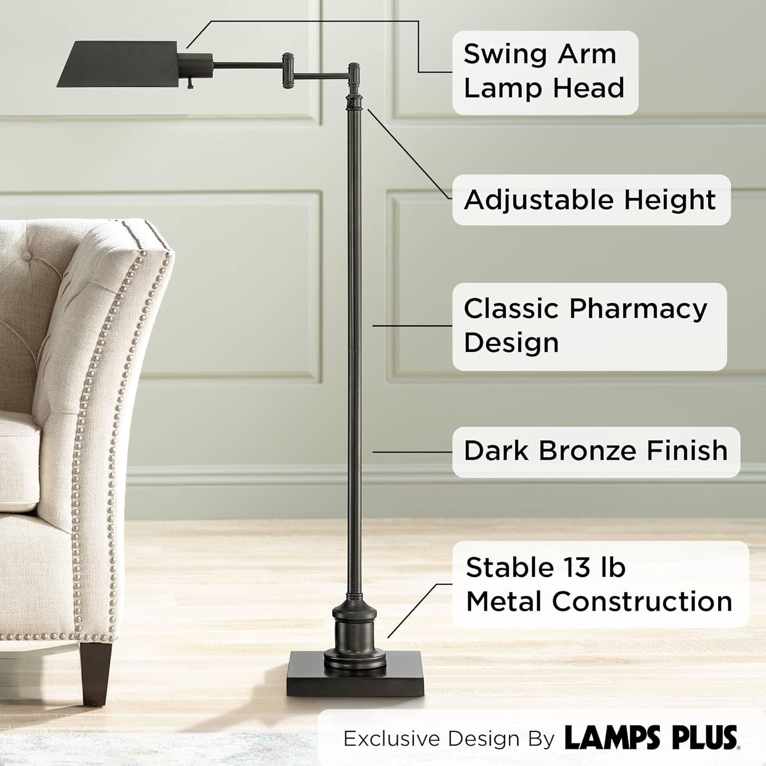 Dark Bronze Farmhouse Adjustable Floor Lamp 54Inch-2