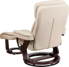 Beige Leathersoft Upholstered Recliner With Ottoman-3