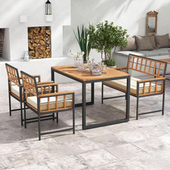 4 Piece Patio Dining Set With 47 Inch Acacia Table-1
