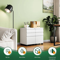 3 Drawer Mobile File Cabinet With Lock Under Desk Filing Cabinet For Home Office-3