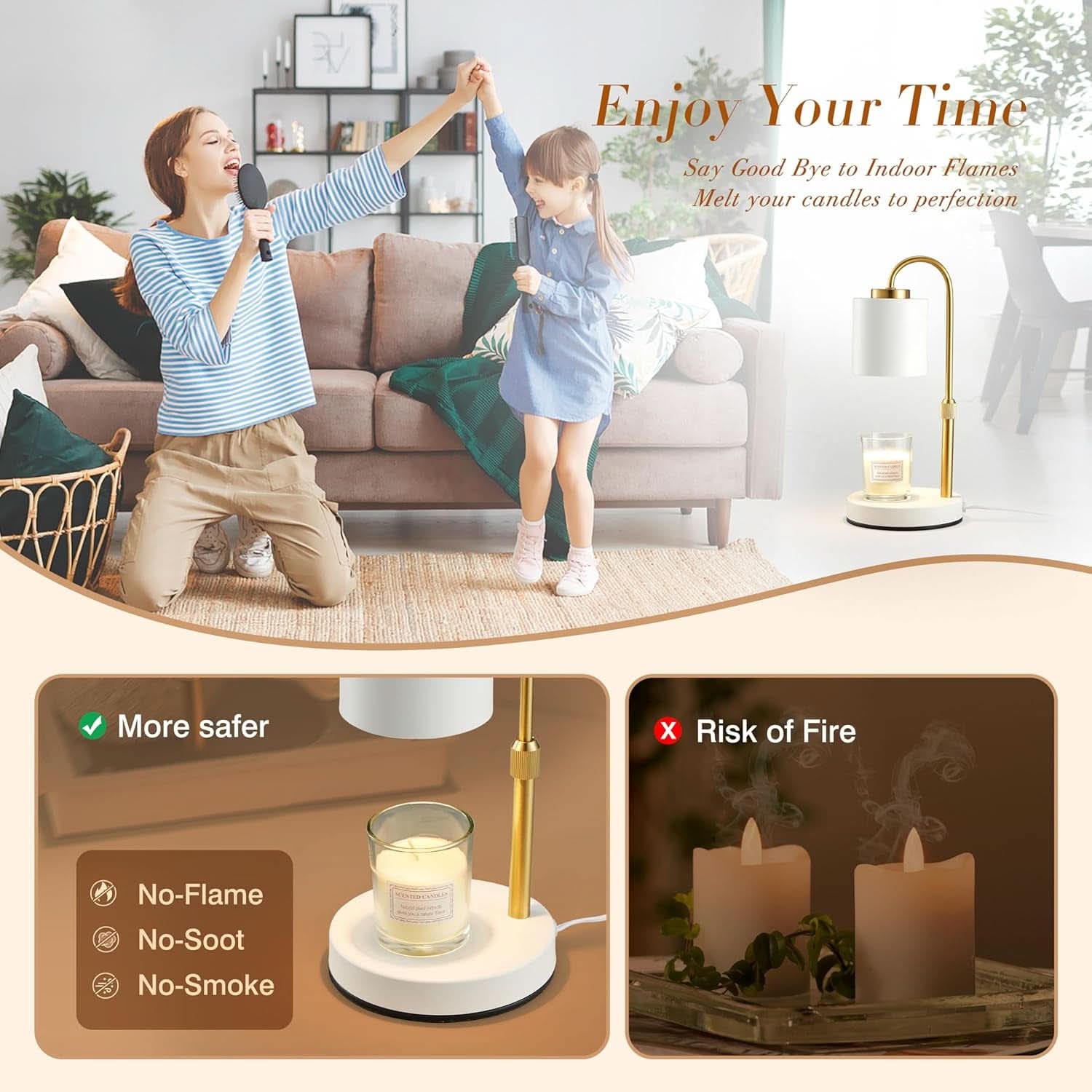 Castle Life White Gold Candle Warmer Lamp With Timer