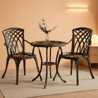 Bistro Set 3 Piece Rustproof Cast Aluminum Furniture Bronze-4