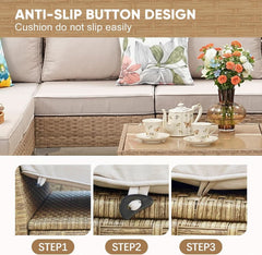 Seven Piece Wicker Patio Furniture Set with Cushions-4