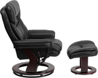 Leathersoft Upholstered Recliner With Ottoman Black-4