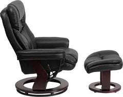 Leathersoft Upholstered Recliner With Ottoman Black-4