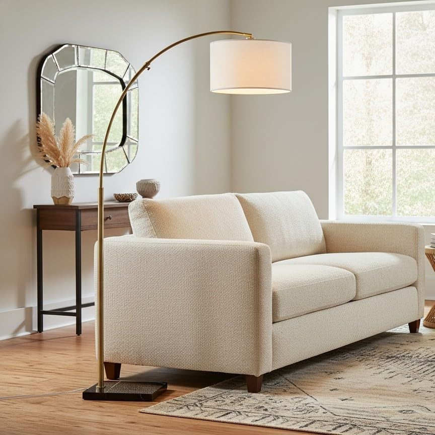Arc Floor Lamp Professional Grade Tall Gold Brass Finish-1