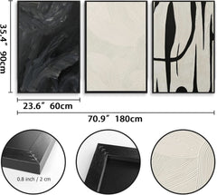 Monochrome Textured Abstract Wall Art Framed 24X36Inches-0