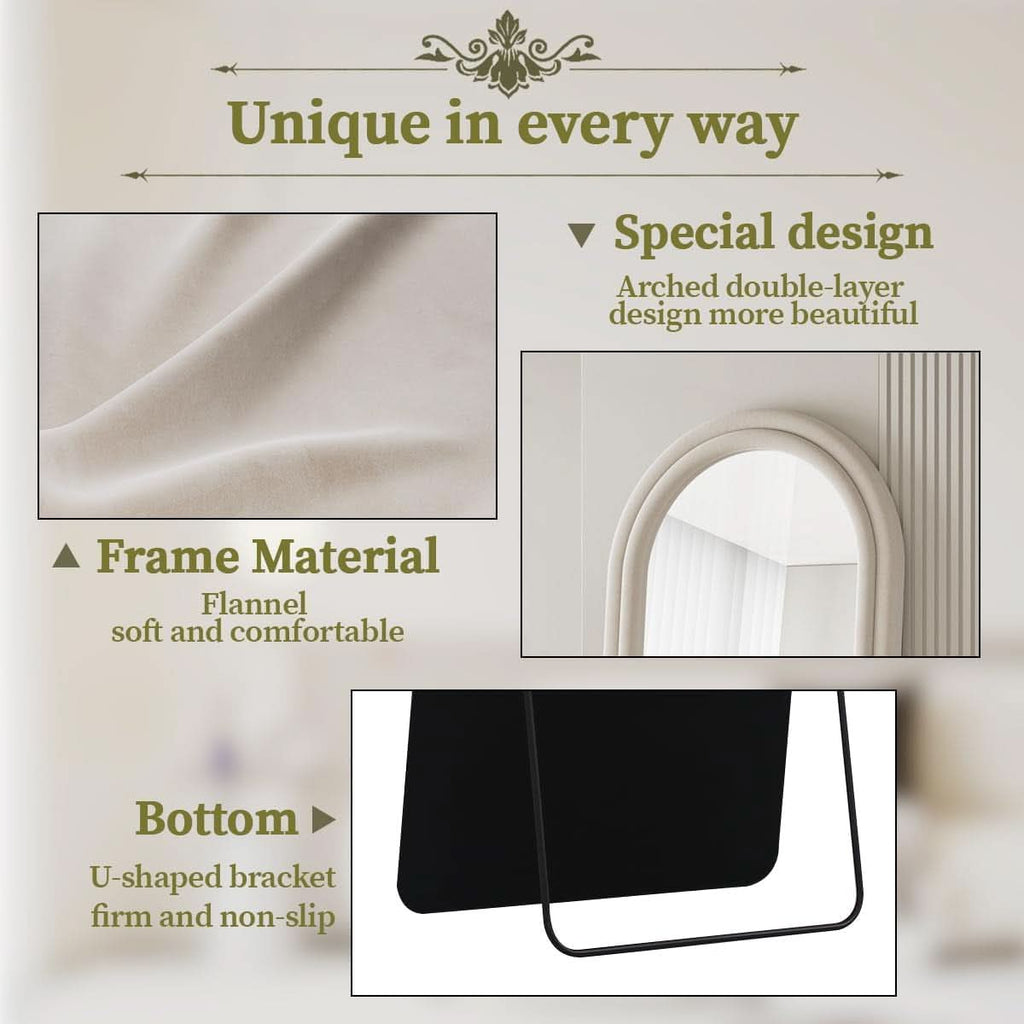 Arched Full Length Floor Mirror 71 X 32 Inches White-2