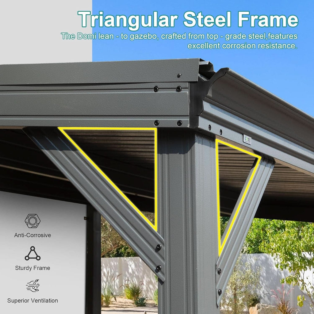 10x10 Lean To Gazebo Featuring Hardtop Galvanized Roof-1
