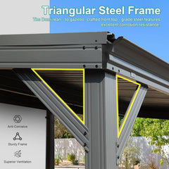 10x10 Lean To Gazebo Featuring Hardtop Galvanized Roof-1