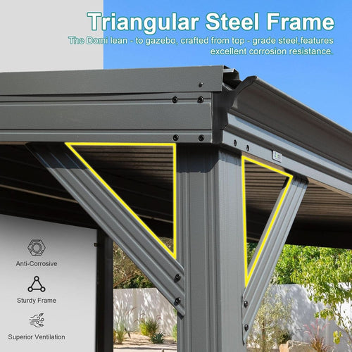 10x10 Lean To Gazebo Featuring Hardtop Galvanized Roof-1