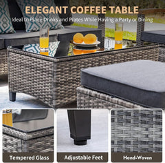 Outdoor Rattan Patio Furniture Set with Swivel Rockers-3