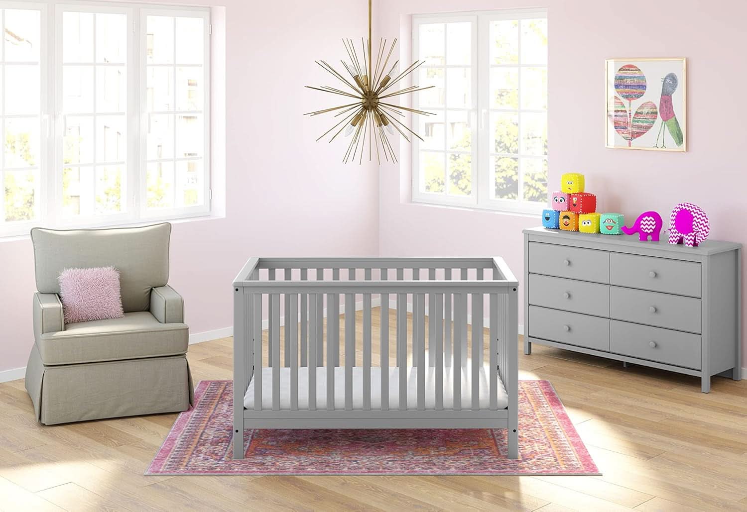 Pebble Gray 6 Drawer Double Dresser For Nursery Greenguard Gold Certified-1