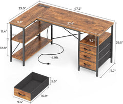 L Shaped Desk 47 Inch With Power Outlets For Home Office-2
