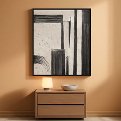 Hand crafted Black White Textured Oversized Wall Art-0