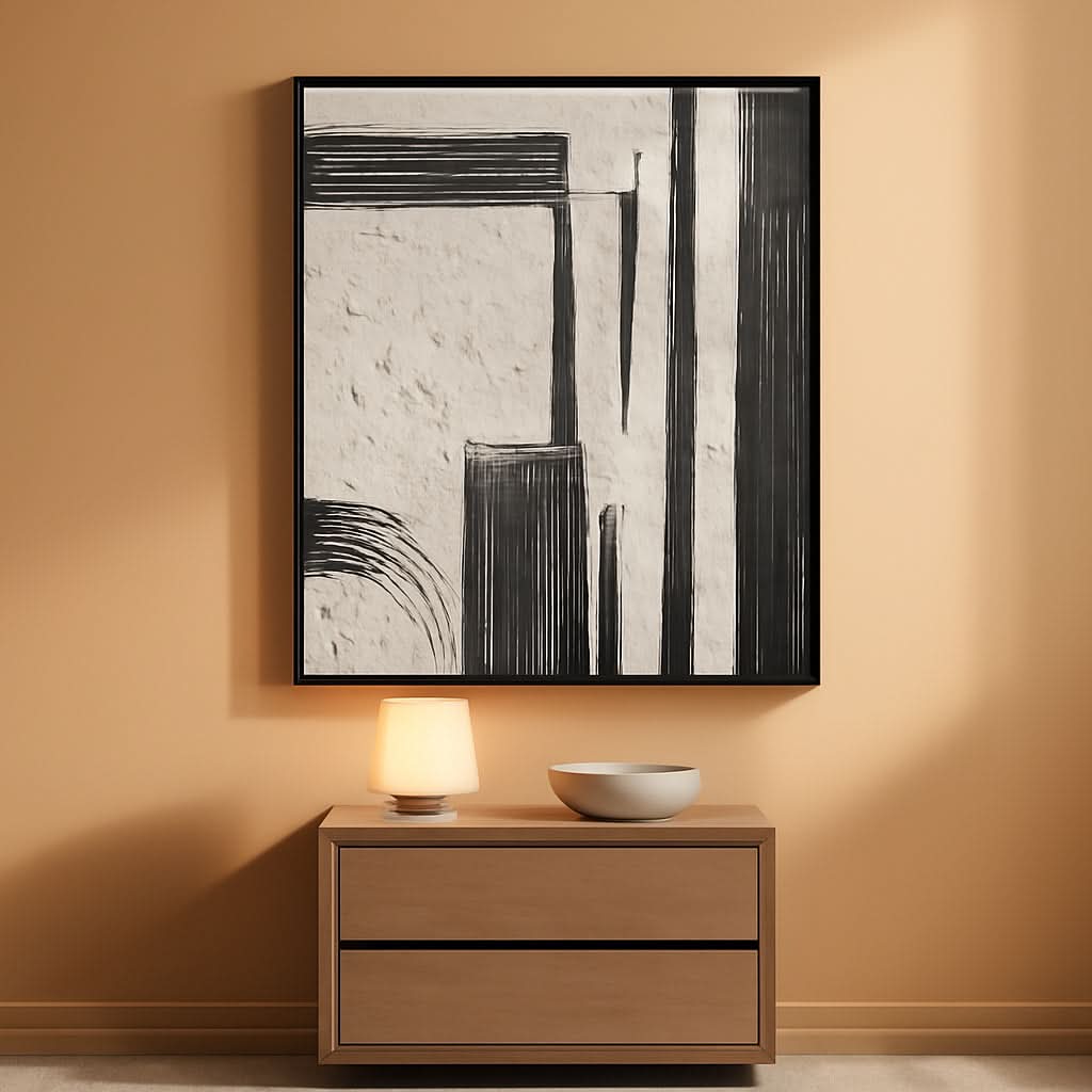 Hand crafted Black White Textured Oversized Wall Art-0
