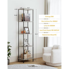 Display Shelf Floor Lamp With RGBW Light Gray Five Tier-3