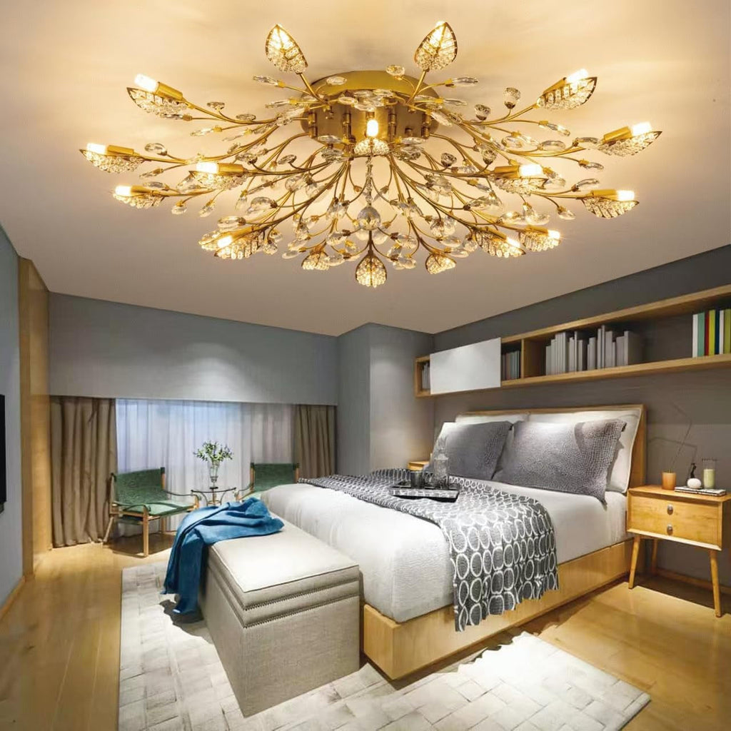 Crystal Luster Ceiling Light Chandelier Semi Flush-2