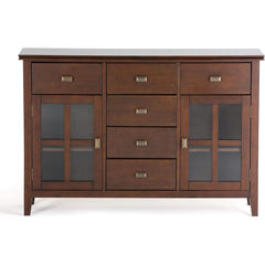 Pine Wood Sideboard Buffet Russet Brown Adjustable Shelves-3