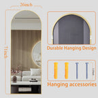 Nanoglass Arch Full Length Standing Mirror 71x26 In Gold-0