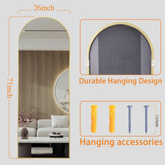 Nanoglass Arch Full Length Standing Mirror 71x26 In Gold-0
