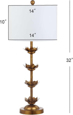 Antique Gold Leaf 32-Inch Table Lamps with White Drum Shade, Set of 2-1