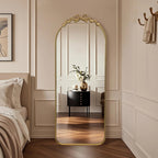 Arched Floor Mirror 21x56 Gold Baroque Reflections-3