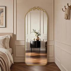 Arched Floor Mirror 21x56 Gold Baroque Reflections-3