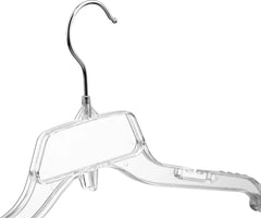 Clear Plastic Clothes Hangers with Hook & Notches - 100 Pack