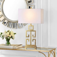Greek Key Table Lamps Antique Gold Finish 29 Inch Led Bulbs-2