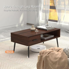 Timeless Walnut Coffee Table With Generous Storage-4