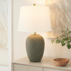 Olive Green Enamelled Ceramic Midcentury Table Lamp-1