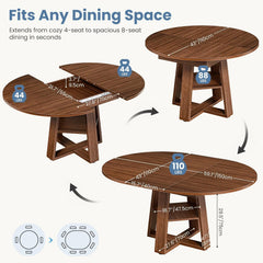 Chestnut Expandable Round Dining Table With Storage-1