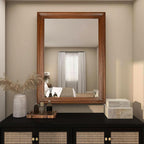 Rectangular Farmhouse Wood Bathroom Mirror 30x40 Brown-4