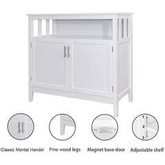 White Buffet Cabinet With 2 Doors And Adjustable Shelf-3