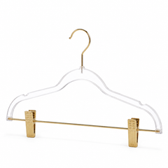 Plastic Clear Hangers with Gold Hooks & Clips- Kids 100pcs-1
