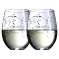 Set of 2 Zodiac Sign Wine Glasses with 2 Wooden Coasters (Aquarius)-0