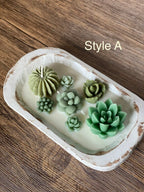 Arizona Dream Cactus Garden Candle — Sculptural Soy Wax in Carved Wood Bowl-4
