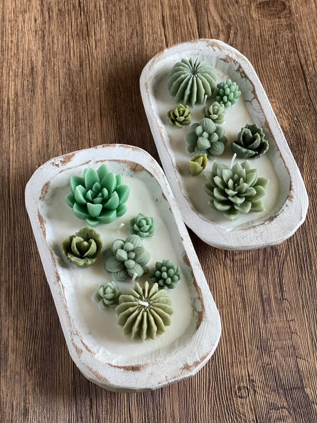 Arizona Dream Cactus Garden Candle — Sculptural Soy Wax in Carved Wood Bowl-2