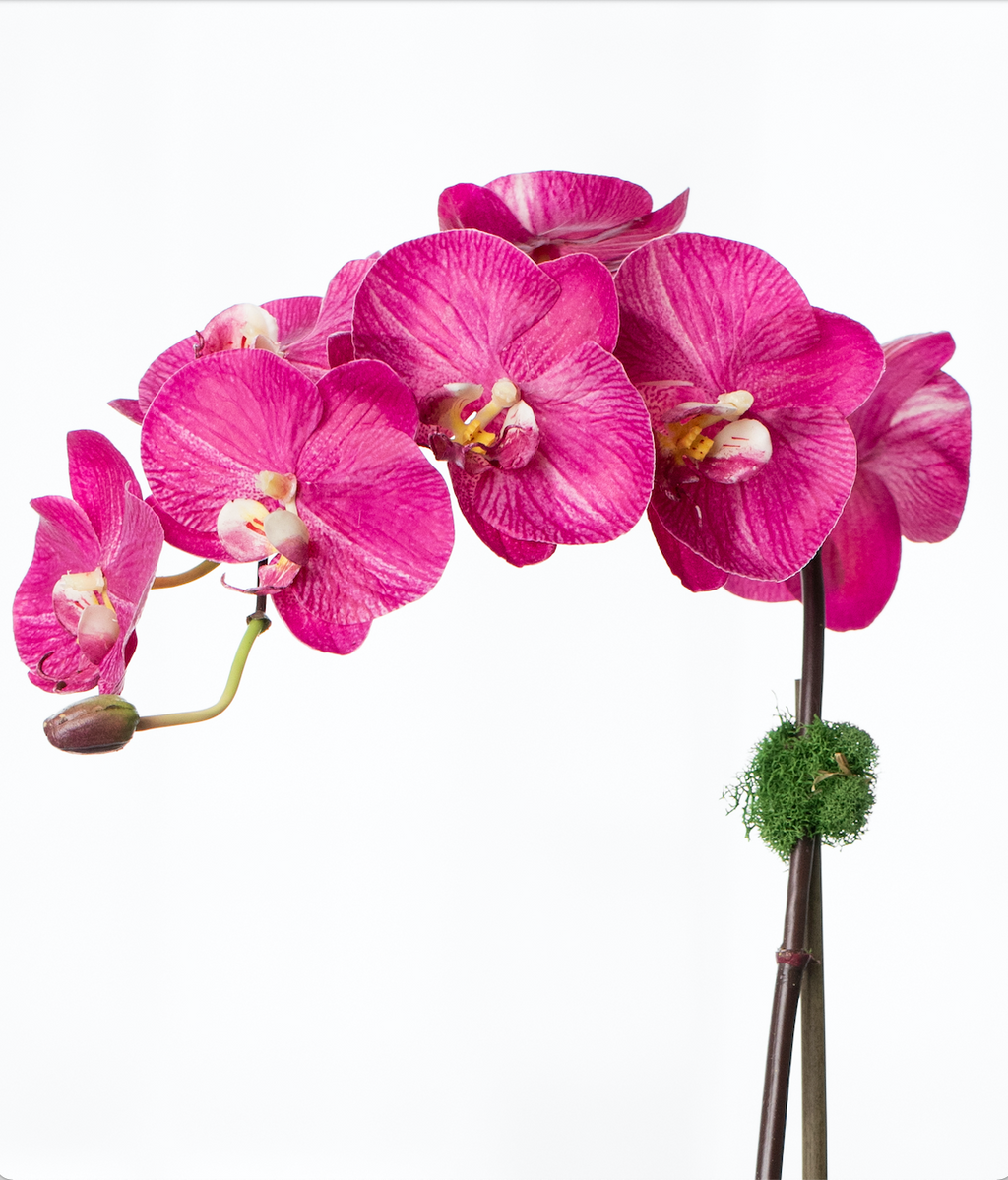 Artificial orchid plant - pink phalaenopsis orchid in black pot - 21"-3