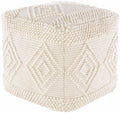 Off-White Cotton Knitted Pouf