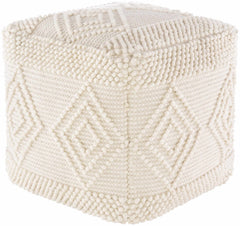 Off-White Cotton Knitted Pouf