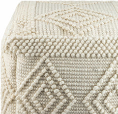 Off-White Cotton Knitted Pouf